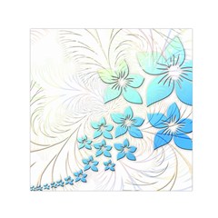 Flowers Background Leaf Leaves Blue Small Satin Scarf (square) by Mariart