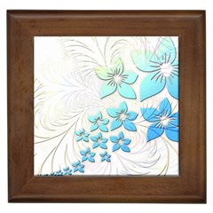 Flowers Background Leaf Leaves Blue Framed Tiles by Mariart