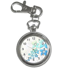 Flowers Background Leaf Leaves Blue Key Chain Watches by Mariart