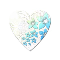 Flowers Background Leaf Leaves Blue Heart Magnet by Mariart