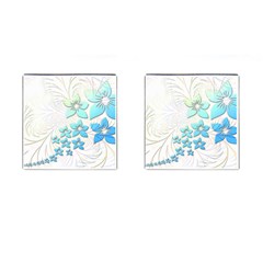 Flowers Background Leaf Leaves Blue Cufflinks (square) by Mariart