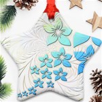 Flowers Background Leaf Leaves Blue Star Ornament (Two Sides) Back