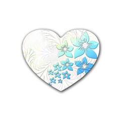 Flowers Background Leaf Leaves Blue Heart Coaster (4 Pack)  by Mariart