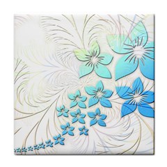 Flowers Background Leaf Leaves Blue Face Towel by Mariart