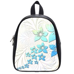 Flowers Background Leaf Leaves Blue School Bag (small) by Mariart