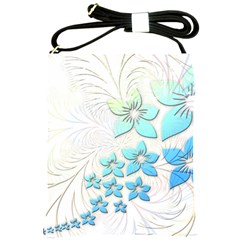 Flowers Background Leaf Leaves Blue Shoulder Sling Bag by Mariart