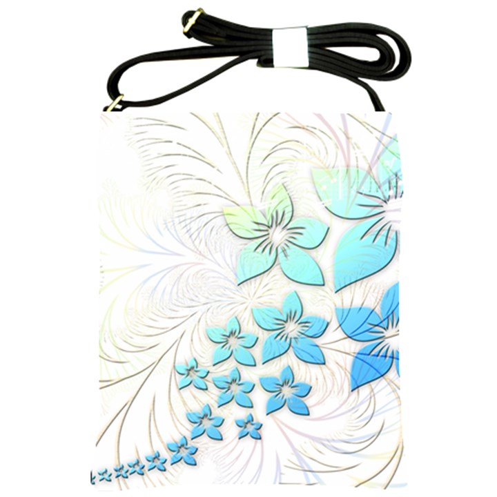 Flowers Background Leaf Leaves Blue Shoulder Sling Bag