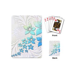 Flowers Background Leaf Leaves Blue Playing Cards (mini)