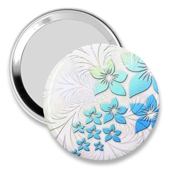 Flowers Background Leaf Leaves Blue 3  Handbag Mirrors by Mariart