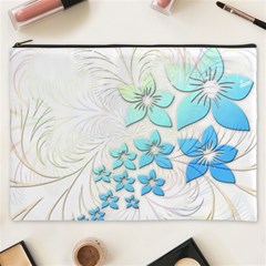 Flowers Background Leaf Leaves Blue Cosmetic Bag (xxxl) by Mariart