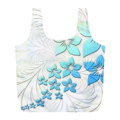 Flowers Background Leaf Leaves Blue Full Print Recycle Bag (l) by Mariart