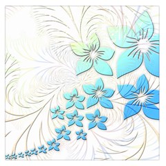 Flowers Background Leaf Leaves Blue Large Satin Scarf (square) by Mariart