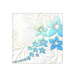 Flowers Background Leaf Leaves Blue Satin Bandana Scarf Front