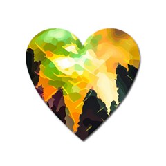 Forest Trees Nature Wood Green Heart Magnet by Pakrebo