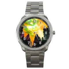 Forest Trees Nature Wood Green Sport Metal Watch by Pakrebo