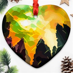 Forest Trees Nature Wood Green Heart Ornament (two Sides) by Pakrebo