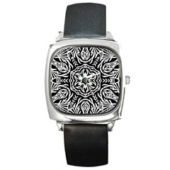 Pattern Star Design Texture Square Metal Watch by Pakrebo