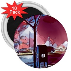 Post Office Mail Mailbox Night 3  Magnets (10 Pack)  by Pakrebo