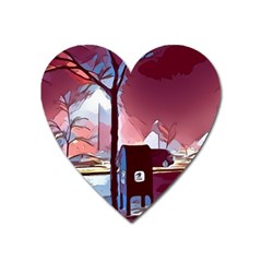 Post Office Mail Mailbox Night Heart Magnet by Pakrebo