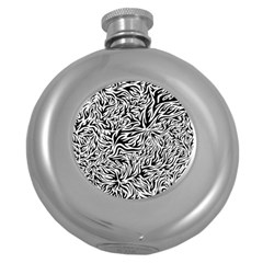 Flames Fire Pattern Digital Art Round Hip Flask (5 Oz) by Pakrebo