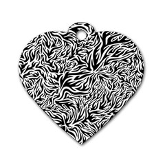 Flames Fire Pattern Digital Art Dog Tag Heart (one Side) by Pakrebo