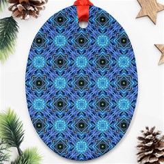 Blue Tile Wallpaper Texture Oval Ornament (two Sides) by Pakrebo