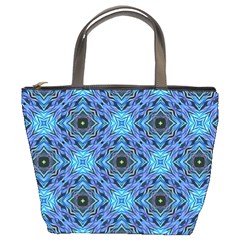 Blue Tile Wallpaper Texture Bucket Bag by Pakrebo