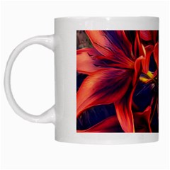 Red Lillies Bloom Flower Plant White Mugs by Pakrebo