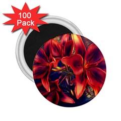 Red Lillies Bloom Flower Plant 2.25  Magnets (100 pack) 