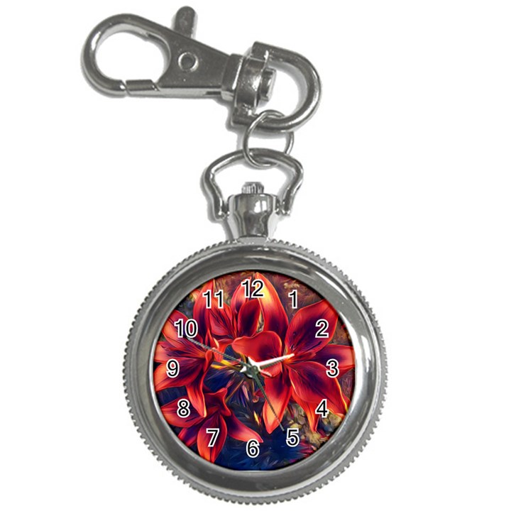 Red Lillies Bloom Flower Plant Key Chain Watches