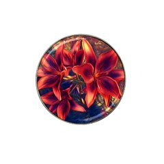 Red Lillies Bloom Flower Plant Hat Clip Ball Marker (4 Pack) by Pakrebo