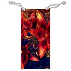 Red Lillies Bloom Flower Plant Jewelry Bag