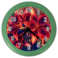 Red Lillies Bloom Flower Plant Color Wall Clock by Pakrebo