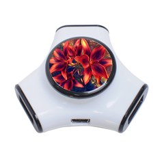 Red Lillies Bloom Flower Plant 3-port Usb Hub by Pakrebo