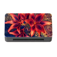 Red Lillies Bloom Flower Plant Memory Card Reader With Cf by Pakrebo