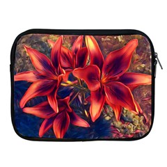 Red Lillies Bloom Flower Plant Apple Ipad 2/3/4 Zipper Cases by Pakrebo