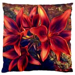 Red Lillies Bloom Flower Plant Large Flano Cushion Case (Two Sides) Front