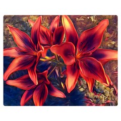 Red Lillies Bloom Flower Plant Double Sided Flano Blanket (medium)  by Pakrebo