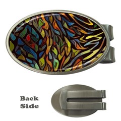 Stained Glass Window Glass Colorful Money Clips (oval)  by Pakrebo