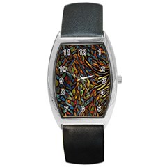 Stained Glass Window Glass Colorful Barrel Style Metal Watch by Pakrebo