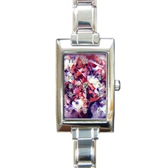 Flowers Bouquets Vintage Pop Art Rectangle Italian Charm Watch