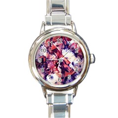 Flowers Bouquets Vintage Pop Art Round Italian Charm Watch