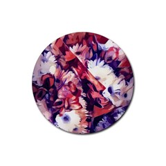 Flowers Bouquets Vintage Pop Art Rubber Round Coaster (4 pack) 