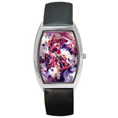 Flowers Bouquets Vintage Pop Art Barrel Style Metal Watch