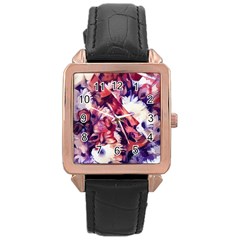 Flowers Bouquets Vintage Pop Art Rose Gold Leather Watch 