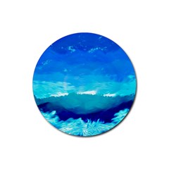 Blue Sky Artwork Drawing Painting Rubber Coaster (round) 