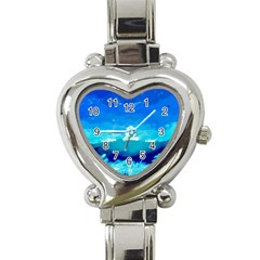 Blue Sky Artwork Drawing Painting Heart Italian Charm Watch by Pakrebo