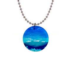 Blue Sky Artwork Drawing Painting 1  Button Necklace by Pakrebo