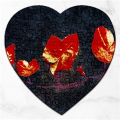 Grunge Floral Collage Design Jigsaw Puzzle (heart) by dflcprintsclothing