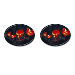 Grunge Floral Collage Design Cufflinks (oval) by dflcprintsclothing